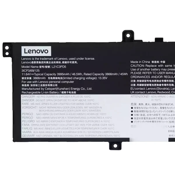 Baterie pro notebooky LENOVO L21C3PD5 L21L3PD5 L21M3PD5 - Image 3