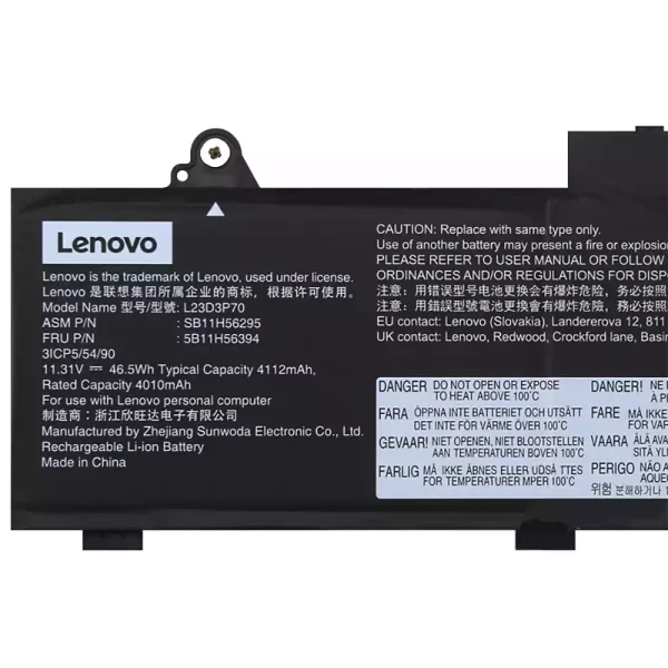 Baterie pro notebooky Lenovo L23D3P70 L23X3P70 L23M3P70 - Image 3